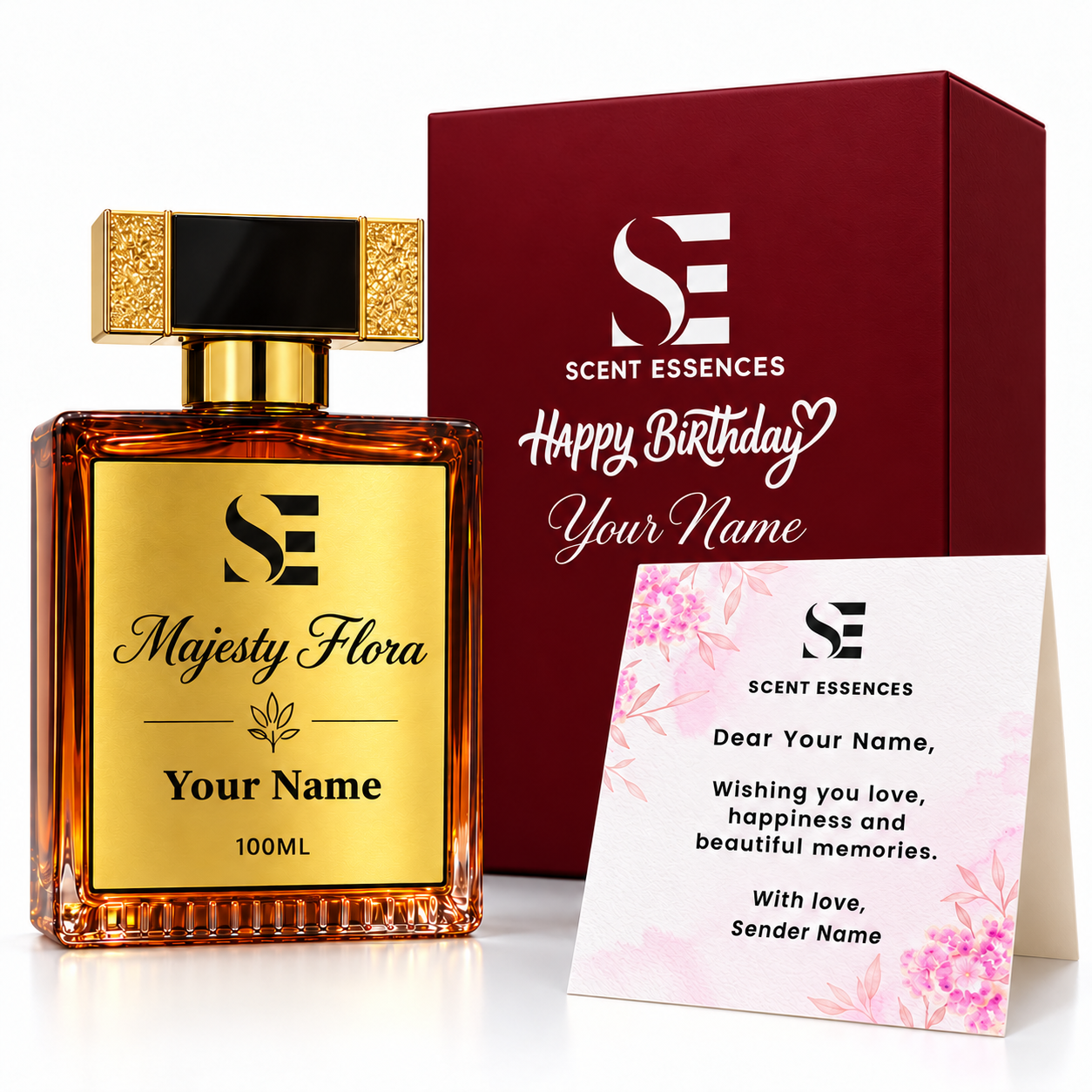 Personalized Name Perfume Gift Set – Custom Bottle, Box & Card